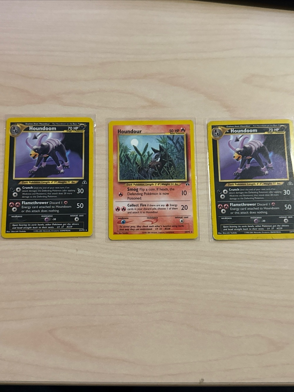 Pokemon card lot of 3 houndour and houndoom vintage